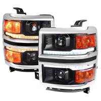 Spec'D Tuning Products - Spec-D 2014-2015 Chevrolet Silverado 1500 Switchback Sequential LED Bar Projector Headlights (Matte Black Housing/Clear Lens/Chrome Trim) - Image 1