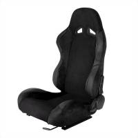 Spec'D Tuning Products - Spec-D Fully Reclinable Black Suede Stitch Bucket Racing Seat w/ Sliders - Driver Side Only - Image 1