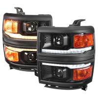 Spec'D Tuning Products - Spec-D 2014-2015 Chevrolet Silverado 1500 Switchback Sequential LED Bar Projector Headlights (Matte Black Housing/Clear Lens/Black Trim) - Image 1