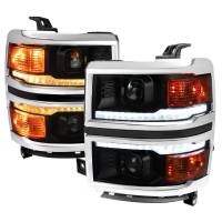 Spec'D Tuning Products - Spec-D 2014-2015 Chevrolet Silverado 1500 Switchback Sequential LED Bar Projector Headlights (Matte Black Housing/Smoke Lens/Chrome Trim) - Image 1