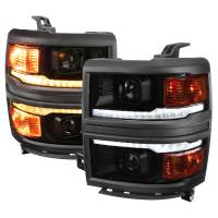 Spec'D Tuning Products - Spec-D 2014-2015 Chevrolet Silverado 1500 Switchback Sequential LED Bar Projector Headlights (Matte Black Housing/Smoke Lens/Black Trim) - Image 1