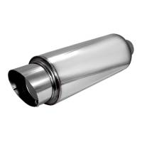 Spec'D Tuning Products - Spec-D Universal 2.5" Inlet/4" Outlet Stainless Steel Muffler w/ Fireball Style Tip - Image 1