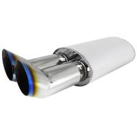 Spec'D Tuning Products - Spec-D Universal DTM Style 2.5" Inlet/3" Outlet Stainless Steel Exhaust Muffler w/ Dual Burnt Tips - Image 1