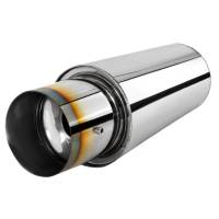 Spec'D Tuning Products - Spec-D Universal 2.5" Inlet/4" Outlet Stainless Steel Spiral Flow Exhaust Muffler w/ Burnt Tip - Image 1