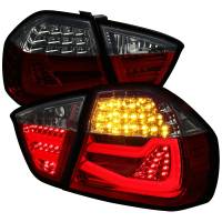 Spec'D Tuning Products - Spec-D 2005-2008 BMW E90 3 Series Sedan LED Tail Lights (Chrome Housing/Red Smoke Lens) - Image 1
