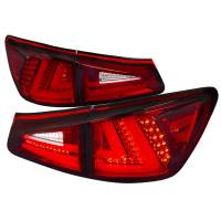 Spec'D Tuning Products - Spec-D 2006-2008 Lexus IS250/IS350 LED Tail Lights & Trunk Lights (Chrome Housing/Red Lens) - Image 1