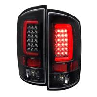 Spec'D Tuning Products - Spec-D 2007-2009 Dodge RAM 1500/2500/3500 Red C-Bar LED Tail Lights (Jet Black Housing/Clear Lens) - Image 1