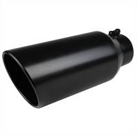 Spec'D Tuning Products - Spec-D Universal 4" Inlet/6" Outlet Black Stainless Steel Bolt-On Angled Exhaust Tip - Image 1