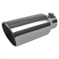 Spec'D Tuning Products - Spec-D Universal 4" Inlet/6" Outlet Chrome Stainless Steel Bolt-On Angled Exhaust Tip - Image 1