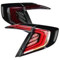 Spec'D Tuning Products - Spec-D 2016-2021 Honda Civic Sedan LED Tail Lights w/ Sequential Turn Signal Lights (Glossy Black Housing/Smoke Lens) - Image 1