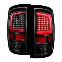 Spec'D Tuning Products - Spec-D 2009-2018 Dodge RAM 1500 / 2019-2021 RAM Classic / 2010-2018 RAM 2500 3500 White Bar LED Tail Lights (Glossy Black Housing/Clear Lens) - Image 1