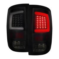 Spec'D Tuning Products - Spec-D 2009-2018 Dodge RAM 1500 / 2019-2021 RAM Classic / 2010-2018 RAM 2500 3500 White Bar LED Tail Lights (Glossy Black Housing/Smoke Lens) - Image 1