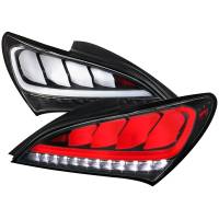 Spec'D Tuning Products - Spec-D 2010-2016 Hyundai Genesis Coupe White Bar Sequential LED Tail Lights (Matte Black Housing/Clear Lens) - Image 1