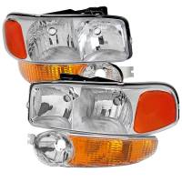Spec'D Tuning Products - Spec-D 1999-2006 GMC Sierra 1500/2500/3500 Denali/2000-2006 Yukon/Yukon XL Denali Factory Style Headlights and Bumper Lights (Chrome Housing/Clear Lens) - Image 1