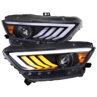 Spec'D Tuning Products - Spec-D 2015-2017 Ford Mustang HID-Type  LED Sequential Turn Signal Projector Headlights (Matte Black Housing/Clear Lens) - Image 1