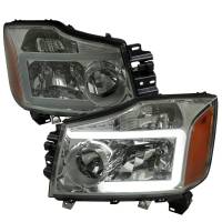 Spec'D Tuning Products - Spec-D 2004-2015 Nissan Titan / 2004-2007 Armada LED Bar Factory Headlights (Chrome Housing/Light Smoke Lens) - Image 1