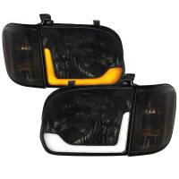 Spec'D Tuning Products - Spec-D 2005-2006 Toyota Tundra/2005-2007 Sequoia Switchback Sequential LED Bar Factory Style Headlights w/Corner Lamps (Chrome Housing/Smoke Lens) - Image 1