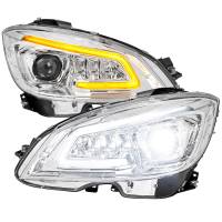 Spec'D Tuning Products - Spec-D 2008-2011 Mercedes Benz W204 C-Class Switchback Sequential Full LED Projector Headlights (Chrome Housing/Clear Lens) - Image 1