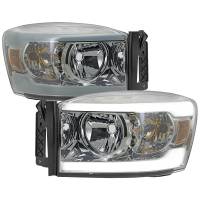 Spec'D Tuning Products - Spec-D 2006-2008 Dodge RAM 1500/ 2006-2009 RAM 2500 3500 LED Tube Factory Style Headlights with Amber Reflector (Chrome Housing/Light Smoke Lens) - Image 1