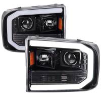 Spec'D Tuning Products - Spec-D 1999-2004 Ford F-250/F-350/F-450/F-550 /2000-2004 Ford Excursion LED Bar Projector Headlights (Jet Black Housing/Clear Lens) - Image 1