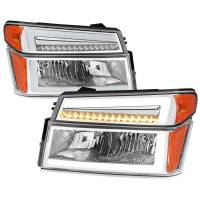 Spec'D Tuning Products - Spec-D 2004-2012 Chevrolet Colorado GMC Canyon/2006-2008 ISUZU I-Series Sequential Turn Signal Factory Style Headlights with LED Bar (Chrome Housing/Clear Lens) - Image 1