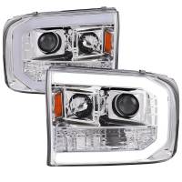 Spec'D Tuning Products - Spec-D 1999-2004 Ford F-250/F-350/F-450/F-550 /2000-2004 Ford Excursion LED Bar Projector Headlights (Chrome Housing/Clear Lens) - Image 1