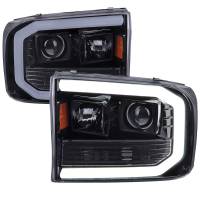 Spec'D Tuning Products - Spec-D 1999-2004 Ford F-250/F-350/F-450/F-550 /2000-2004 Ford Excursion LED Bar Projector Headlights (Glossy Black Housing/Light Smoke Lens) - Image 1