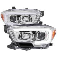 Spec'D Tuning Products - Spec-D 2016-2023 Toyota Tacoma Switchback Sequential LED C-Bar Projector Headlights (Chrome Housing/Clear Lens) - Image 1