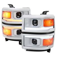Spec'D Tuning Products - Spec-D 2014-2015 Chevrolet Silverado 1500 Switchback Sequential LED Bar Projector Headlights (White Housing/Clear Lens/Black Trim) - Image 1