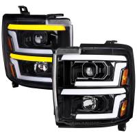 Spec'D Tuning Products - Spec-D 2015-2019 Chevrolet Silverado 2500HD/3500HD Switchback Sequential LED Turn Signal Projector Headlights (Glossy Black Housing/Clear Lens) - Image 1