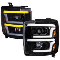 Spec'D Tuning Products - Spec-D 2015-2019 Chevrolet Silverado 2500HD/3500HD Switchback Sequential LED Turn Signal Projector Headlights (Glossy Black Housing/Smoke Lens) - Image 1