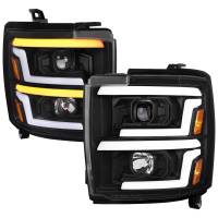 Spec'D Tuning Products - Spec-D 2015-2019 Chevrolet Silverado 2500HD/3500HD Switchback Sequential LED Turn Signal Projector Headlights (Matte Black Housing/Clear Lens) - Image 1