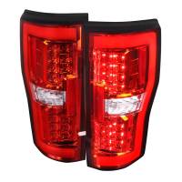 Spec'D Tuning Products - Spec-D 2017-2019 Ford F-250/F-350/F-450/F-550 Super Duty LED Bar Tail Lights (Chrome Housing/Red Lens) - Image 1