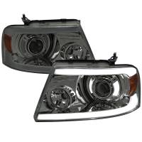 Spec'D Tuning Products - Spec-D 2004-2008 Ford F-150/ 2006-2008 Lincoln Mark LT Projector Style Headlights w/ LED Bar (Chrome Housing/Smoke Lens) - Image 1