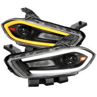Spec'D Tuning Products - Spec-D 2013-2016 Dodge Dart Switchback Sequential Animated LED Bar Projector Headlights (Matte Black Housing/Clear Lens) - Image 1