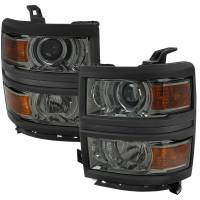 Spec'D Tuning Products - Spec-D 2014-2015 Chevrolet Silverado 1500 Projector Headlights w/ Black Trim (Chrome Housing/Light Smoke Lens) - Image 1