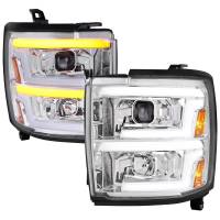 Spec'D Tuning Products - Spec-D 2015-2019 Chevrolet Silverado 2500HD/3500HD Switchback Sequential LED Turn Signal Projector Headlights (Chrome Housing/Clear Lens) - Image 1