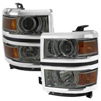 Spec'D Tuning Products - Spec-D 2014-2015 Chevrolet Silverado 1500 Projector Headlights w/ Chrome Trim (Chrome Housing/Light Smoke Lens) - Image 1