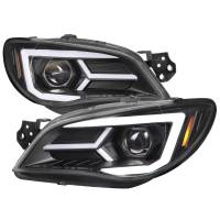 Spec'D Tuning Products - Spec-D 2006-2007 Subaru Impreza WRX STI LED Bar Sequential Turn Signal Projector Headlights (Matte Black Housing/Clear Lens) - Image 1