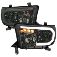 Spec'D Tuning Products - Spec-D 2007-2013 Toyota Tundra/2008-2017 Sequoia Headlights LED Tube Factory Style Headlights with LED Turn Signal (Chrome Housing/Smoke Lens) - Image 1