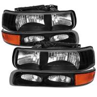 Spec'D Tuning Products - Spec-D 1999-2002 Chevrolet Silverado/ 2000-2006 Tahoe/Suburban Factory Style Headlights w/ Bumper Light Assembly (Matte Black Housing/Clear Lens) - Image 1