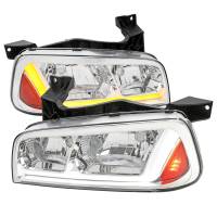 Spec'D Tuning Products - Spec-D 2006-2010 Dodge Charger Switchback Sequential LED Bar Factory Style Headlights (Chrome Housing/Clear Lens) - Image 1