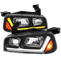 Spec'D Tuning Products - Spec-D 2006-2010 Dodge Charger Switchback Sequential LED Bar Factory Style Headlights (Matte Black Housing/Clear Lens) - Image 1