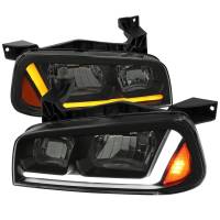 Spec'D Tuning Products - Spec-D 2006-2010 Dodge Charger Switchback Sequential LED Bar Factory Style Headlights (Matte Black Housing/Smoke Lens) - Image 1