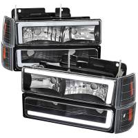 Spec'D Tuning Products - Spec-D 1994-1998 GMC C10 / C/K / Suburban / Sierra / Yukon  LED Bar Factory Style Headlights, Corner Lights, and Bumper Lights (Matte Black Housing/Clear Lens) - Image 1