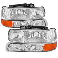 Spec'D Tuning Products - Spec-D 1999-2002 Chevrolet Silverado/ 2000-2006 Tahoe/Suburban Factory Style Headlights w/ Bumper Light Assembly (Chrome Housing/Clear Lens) - Image 1