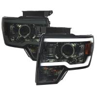 Spec'D Tuning Products - Spec-D 2009-2014 Ford F-150 LED Strip Projector Headlights (Chrome Housing/Smoke Lens) - Image 1