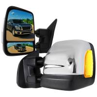 Spec'D Tuning Products - Spec-D 2016-2022 Nissan Titan Power Adjustable, BSM, & Manually Extendable Chrome Towing Mirrors with Clear Lens LED Turn Signal & Puddle Lights - Image 1