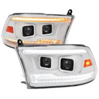 Spec'D Tuning Products - Spec-D 2009-2018 Dodge RAM 1500/2019-2021 RAM Classic/2010-2018 RAM 2500/3500 Switchback Sequential Projector Headlights (White Housing/Clear Lens) - Image 1