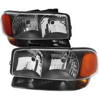 Spec'D Tuning Products - Spec-D 1999-2006 GMC Sierra/2007 Sierra Classic/2000-2006 Yukon/XL Factory Style Headlights and Bumper Lights with Amber Reflector (Matte Black Housing/Clear Lens) - Image 1